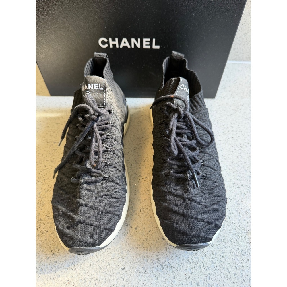 Chanel Sneakers Black Knit Size 40 - Picture 4 of 10